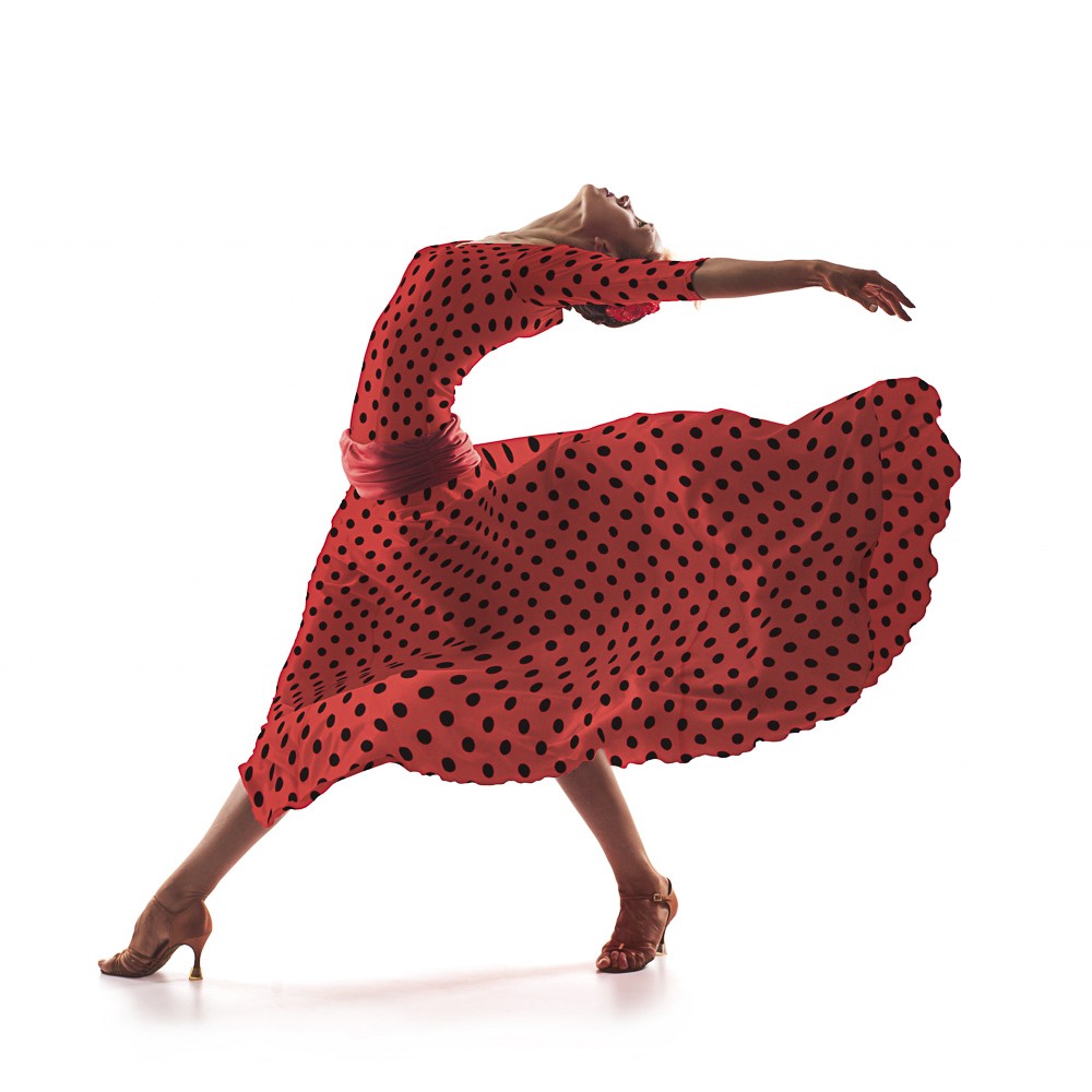 Twill Stretch Twill Schwarz Coral Dot - Ribes y Casals