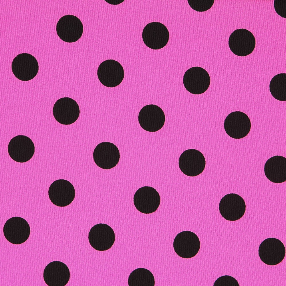 Fuchsia Schwarz Polka Dot Elastic Twill - Ribes y Casals