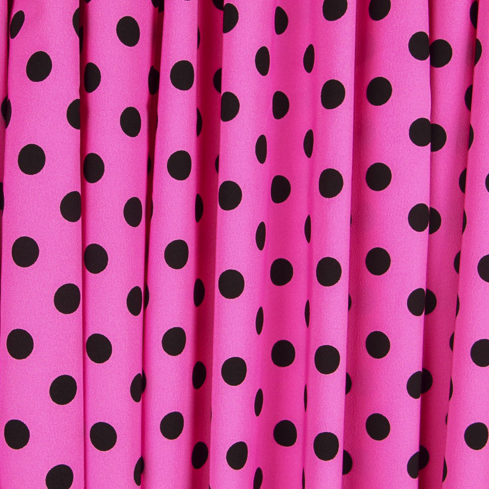Fuchsia Schwarz Polka Dot Elastic Twill - Ribes y Casals