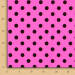 Fuchsia Schwarz Polka Dot Elastic Twill - Ribes y Casals