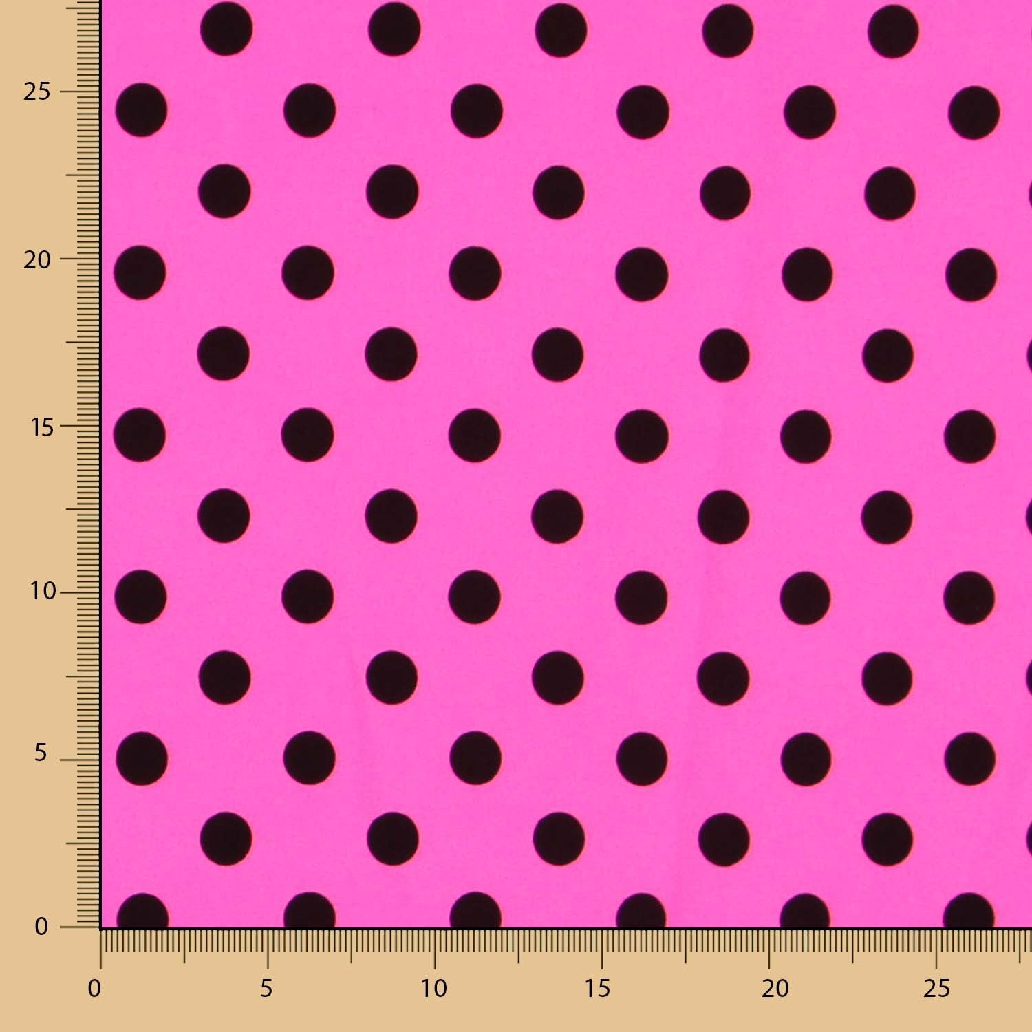 Fuchsia Schwarz Polka Dot Elastic Twill - Ribes y Casals
