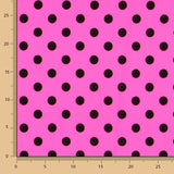 Fuchsia Schwarz Polka Dot Elastic Twill - Ribes y Casals