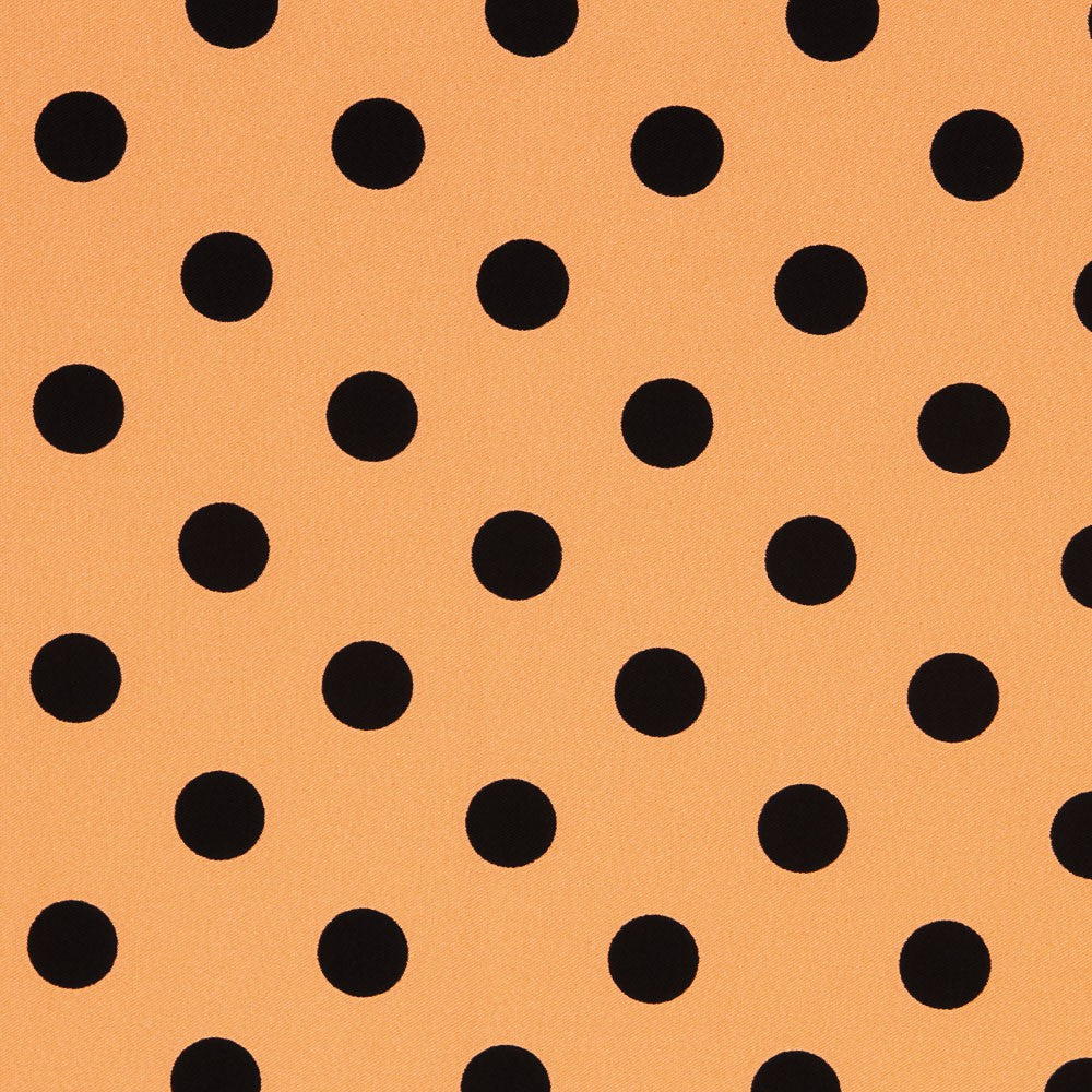 Twill Elastisch Twill Polka Dot Tangerine Schwarz - Ribes y Casals