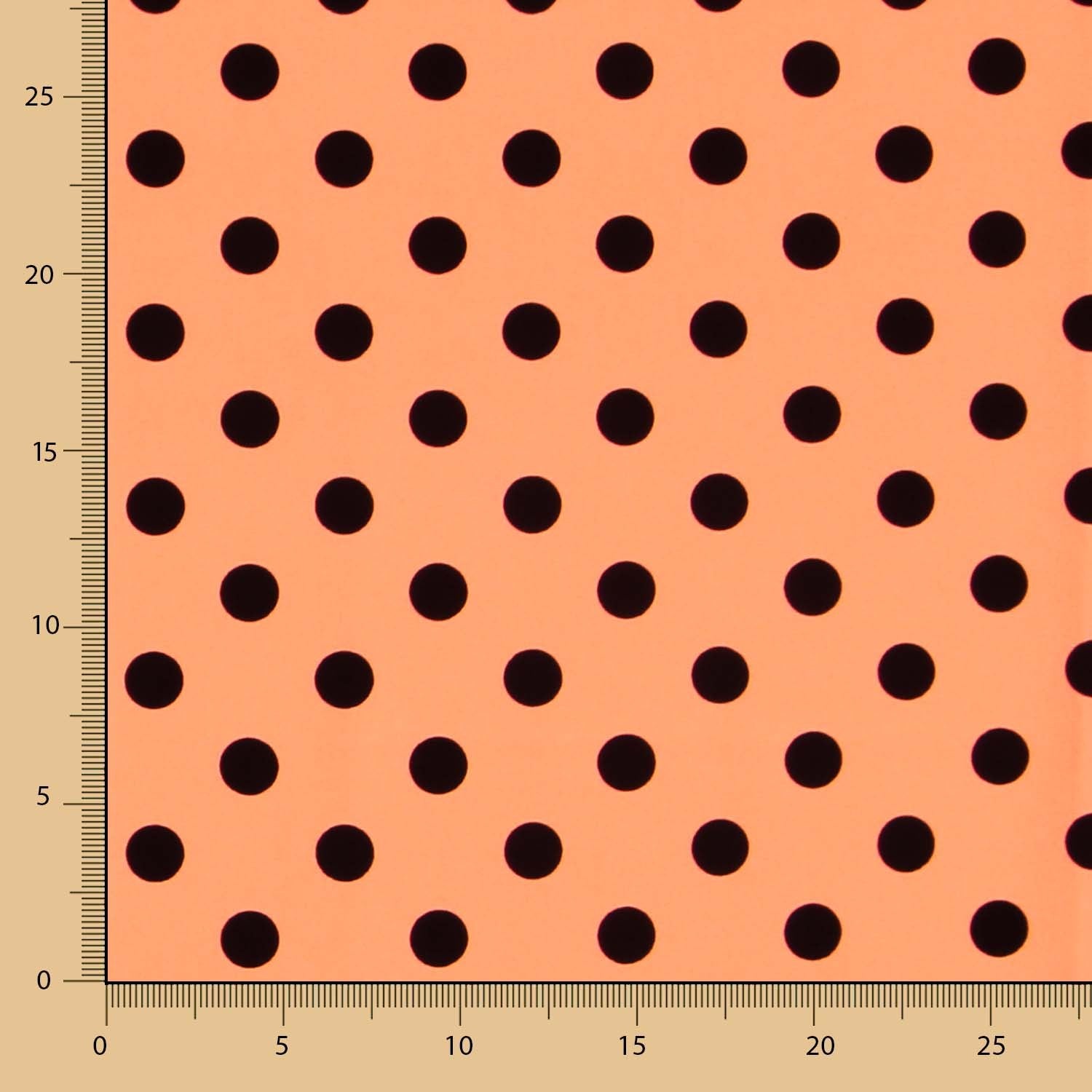 Twill Elastisch Twill Polka Dot Tangerine Schwarz - Ribes y Casals