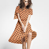 Twill Elastisch Twill Polka Dot Tangerine Schwarz - Ribes y Casals