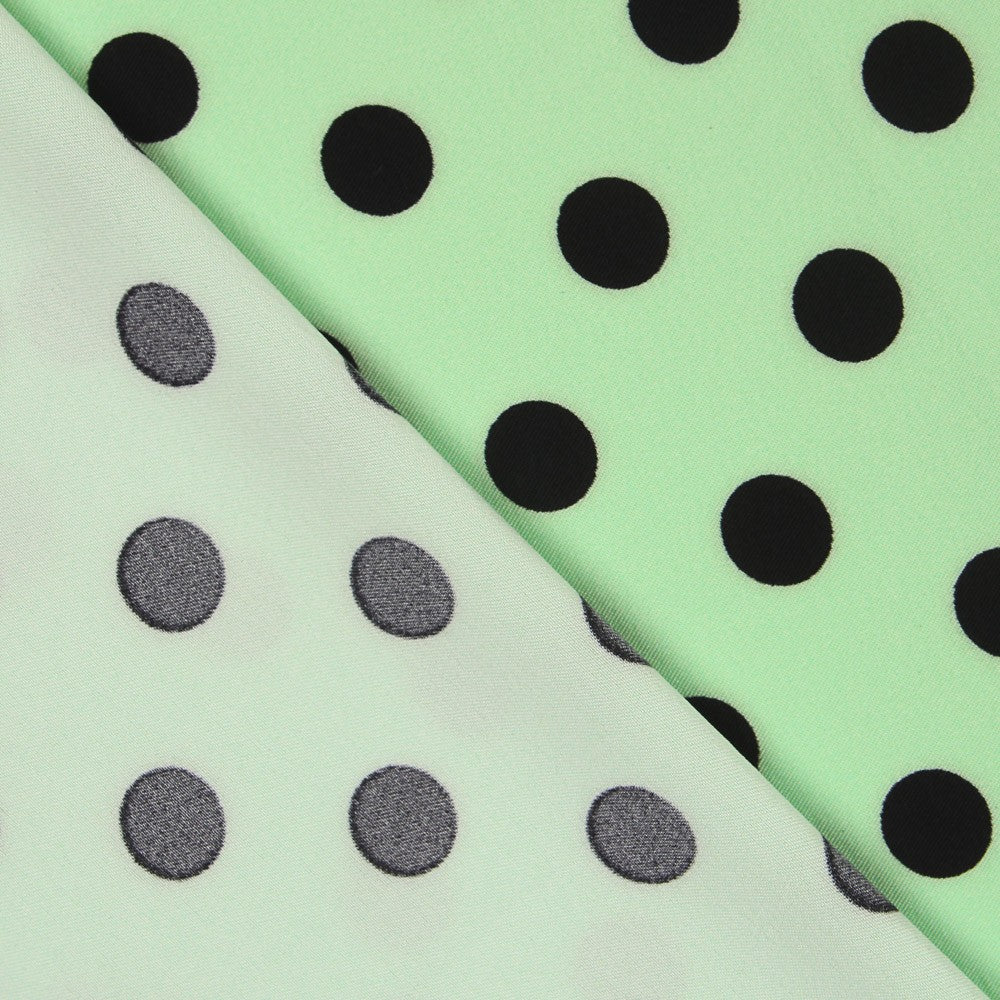 Elastischer Twill Polka Dot Schwarz Mint - Ribes y Casals