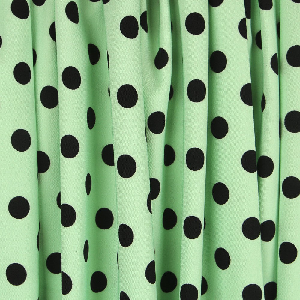 Elastischer Twill Polka Dot Schwarz Mint - Ribes y Casals
