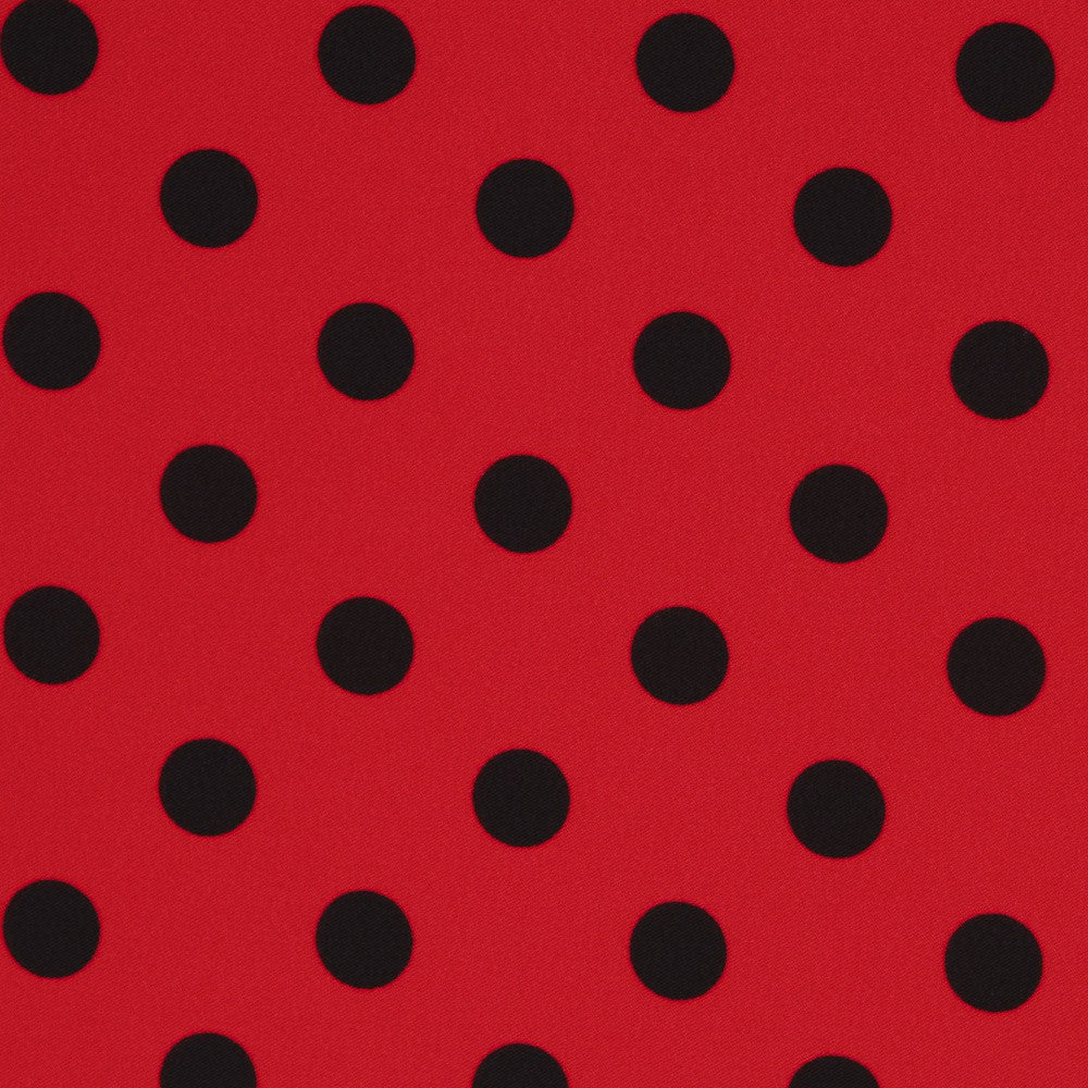 Schwarzer Polka Dot Stretch Twill Rot - Ribes y Casals