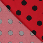 Schwarzer Polka Dot Stretch Twill Rot - Ribes y Casals