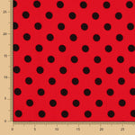Schwarzer Polka Dot Stretch Twill Rot - Ribes y Casals