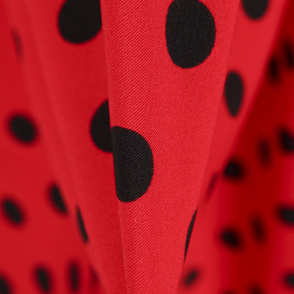 Schwarzer Polka Dot Stretch Twill Rot - Ribes y Casals