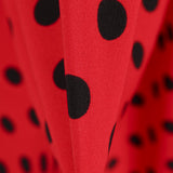 Schwarzer Polka Dot Stretch Twill Rot - Ribes y Casals