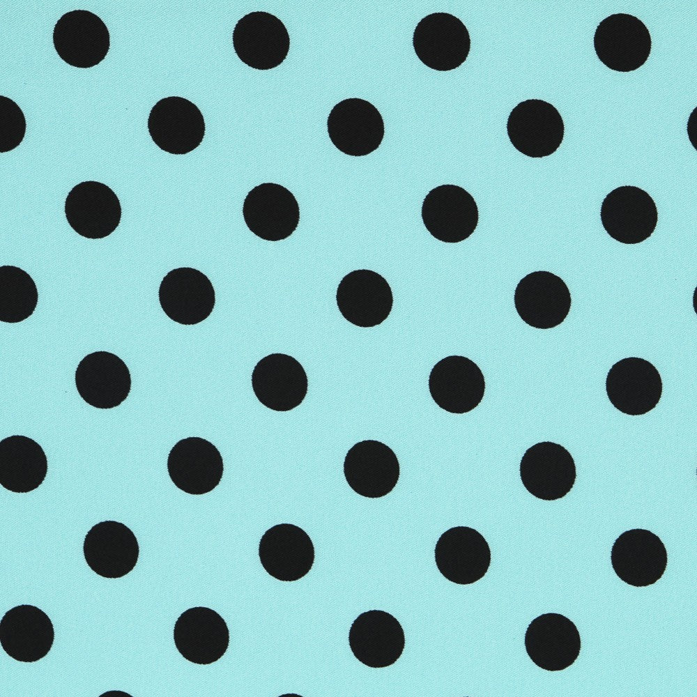 Twill Elastisch Twill Polka Dot Schwarz Türkis - Ribes y Casals