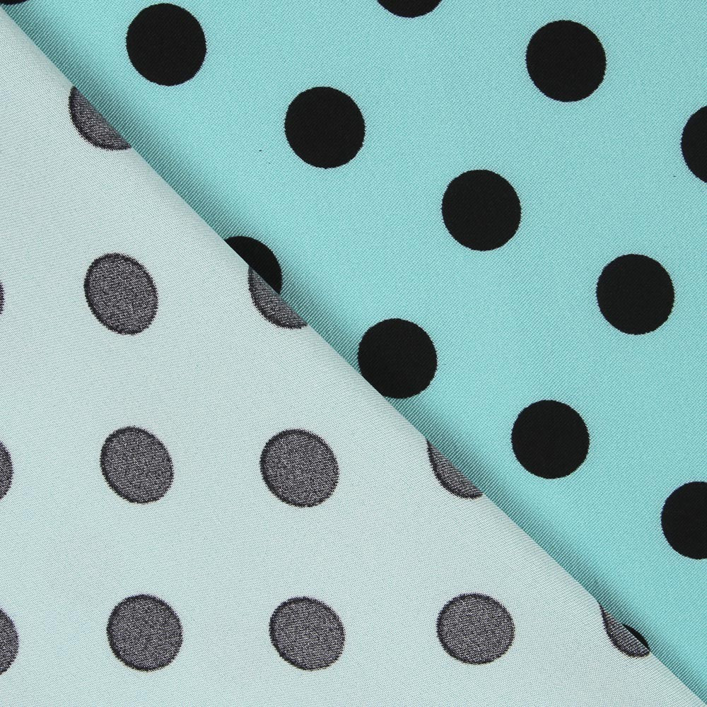 Twill Elastisch Twill Polka Dot Schwarz Türkis - Ribes y Casals
