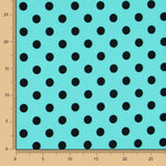 Twill Elastisch Twill Polka Dot Schwarz Türkis - Ribes y Casals