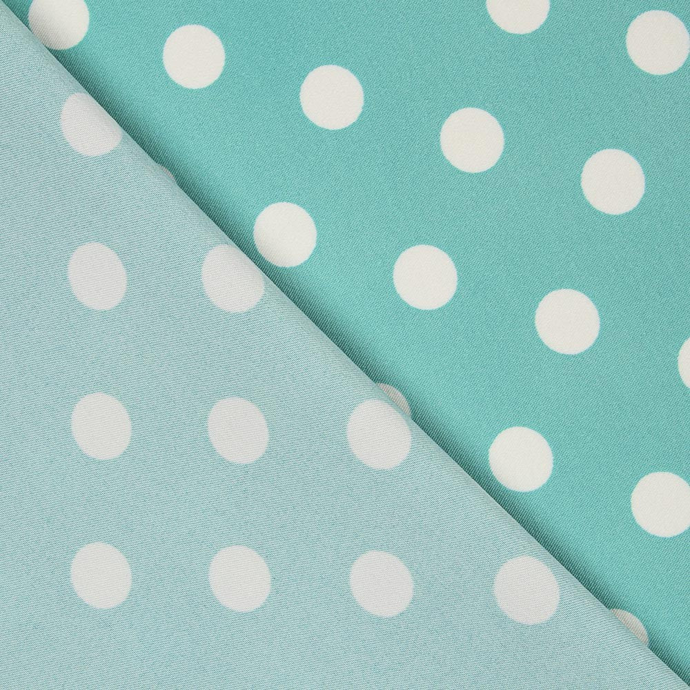 Elastischer Twill Türkis Polka Dot - Ribes y Casals
