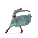 Elastischer Twill Türkis Polka Dot - Ribes y Casals