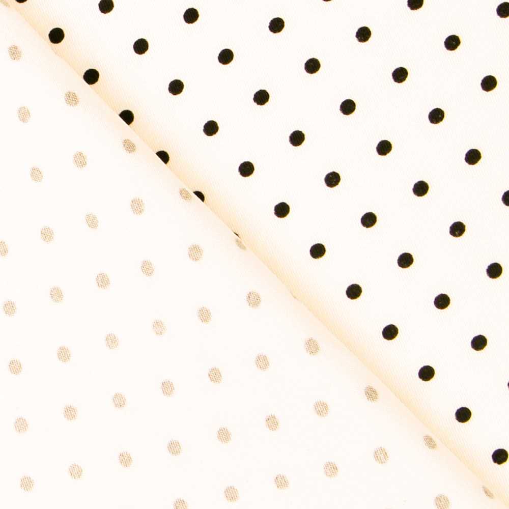 Twill Stretch Twill Polka Dots Weiß 4mm - Ribes y Casals