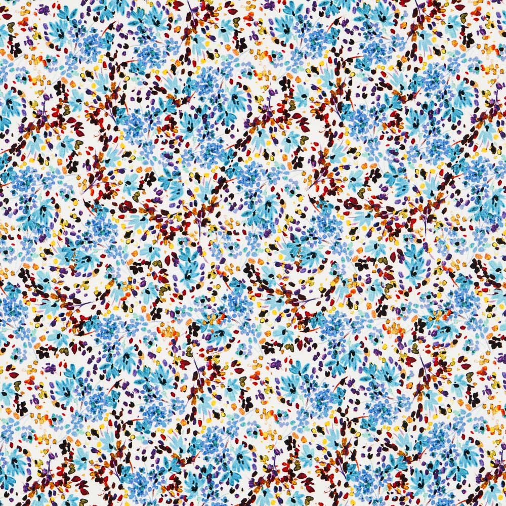 Twill Viskose Twill Florecitas Türkis - Ribes y Casals