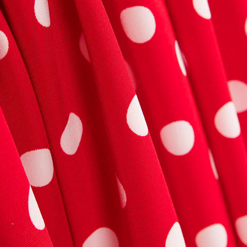 Rot gepunkteter Stretch-Twill - Ribes y Casals