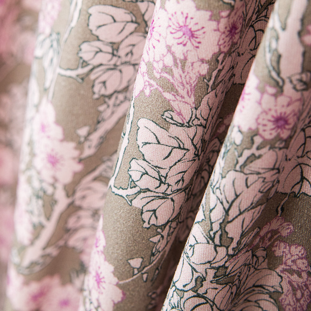 Twill Spandex Floral Rosa - Ribes y Casals