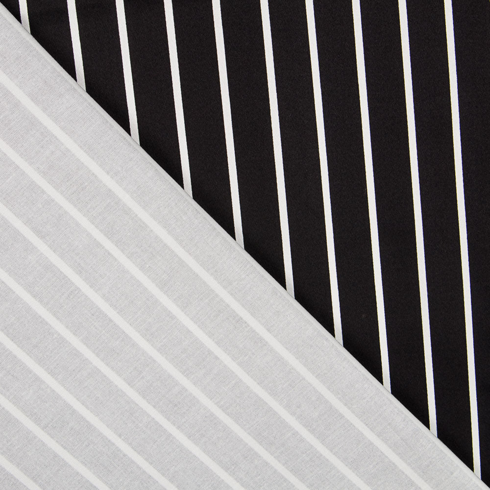 Satin Cotton Stretch Cotton Stripes Schwarz - Ribes y Casals