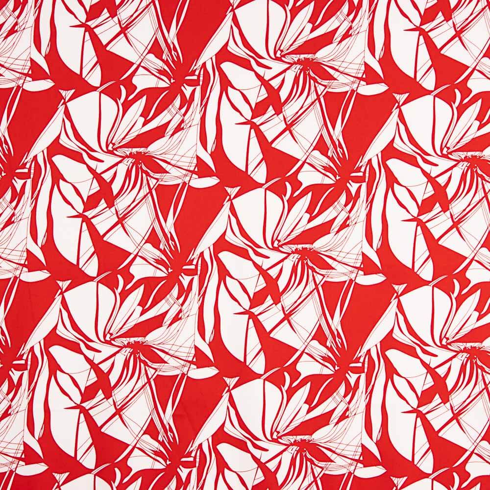 Satin Cotton Print Rot-Weiß - Ribes y Casals
