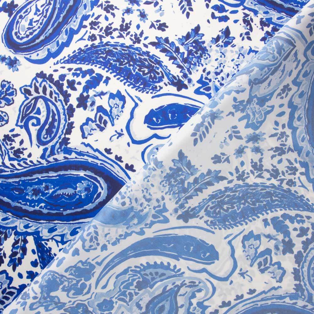 Blauer Kaschmir-Satin mit Druck - Ribes y Casals