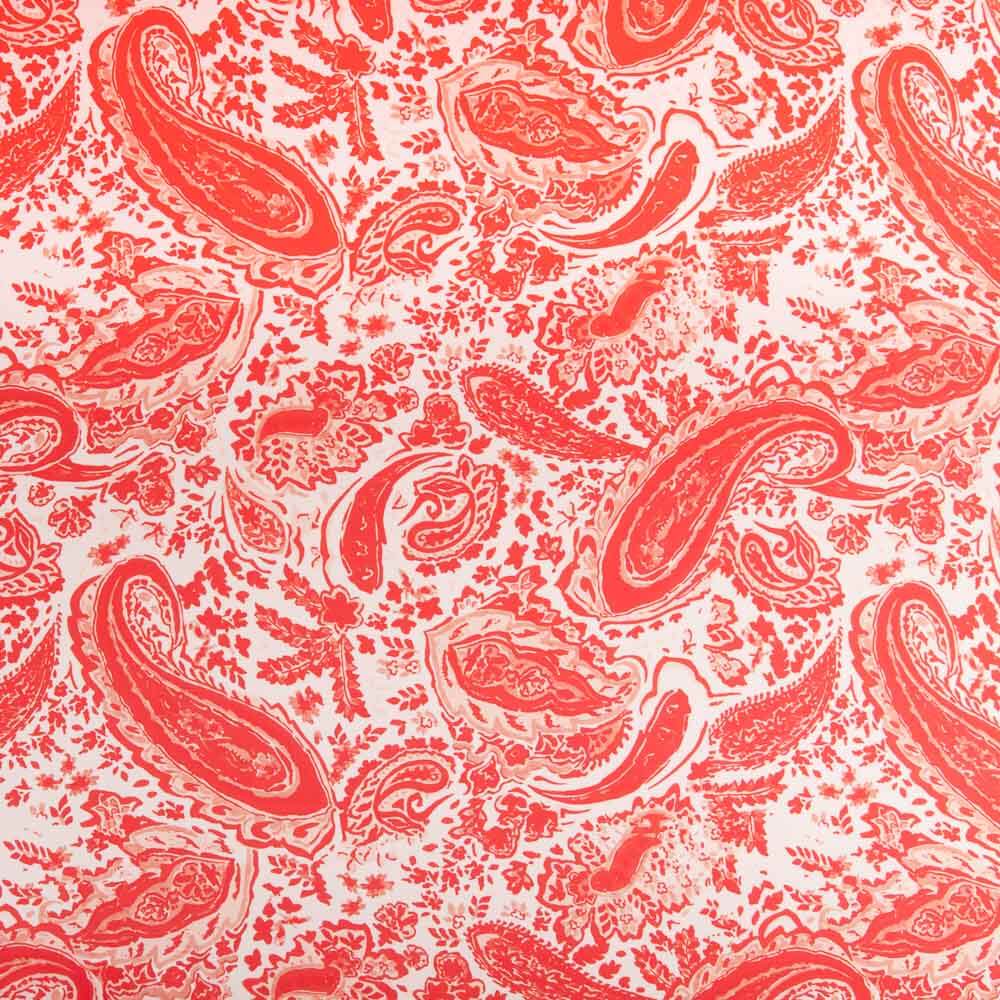 Satinstoff mit Coral Kashmir Print 120 x 140 cm. - Ribes y Casals