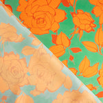 Satin Blumendruck Caipi Orange - Ribes y Casals