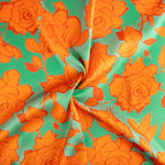 Satin Blumendruck Caipi Orange - Ribes y Casals