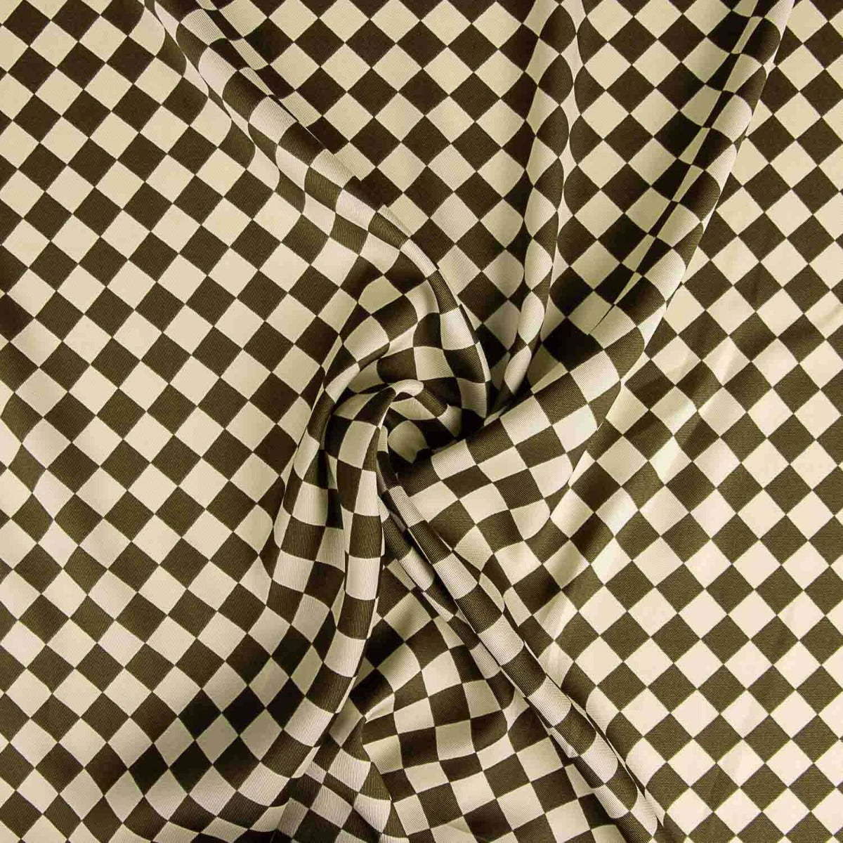 Polyester Satin Rautenmuster Khaki-Ecru - Ribes y Casals