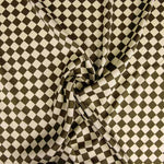 Polyester Satin Rautenmuster Khaki-Ecru - Ribes y Casals