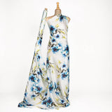 Satinblauer Blumendruck Kunst - Ribes y Casals