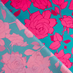 Fuchsia Caipi Blume bedruckter Satin - Ribes y Casals
