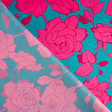 Fuchsia Caipi Blume bedruckter Satin - Ribes y Casals