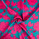 Fuchsia Caipi Blume bedruckter Satin - Ribes y Casals