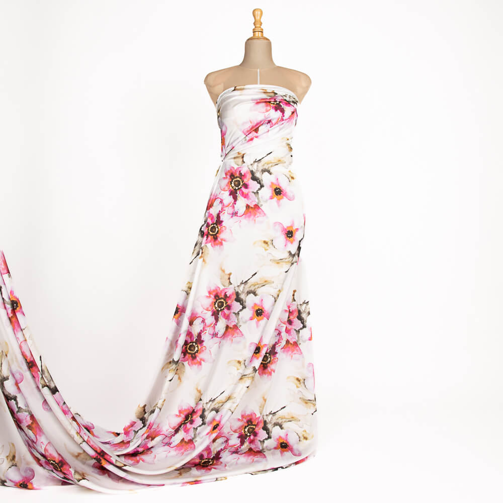 Satin Pink Flower Print Kunst - Ribes y Casals