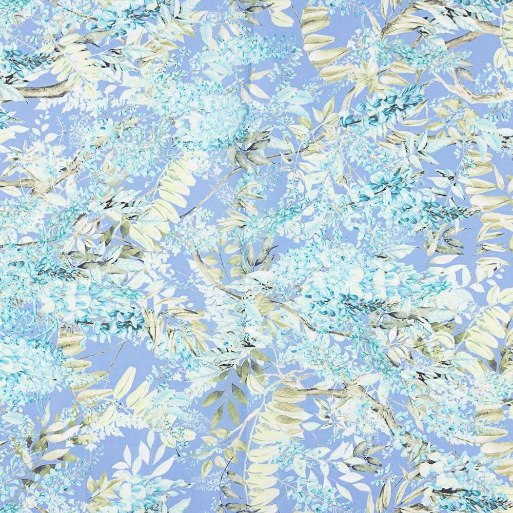 Hellblauer Satin mit Blumendruck - Ribes y Casals