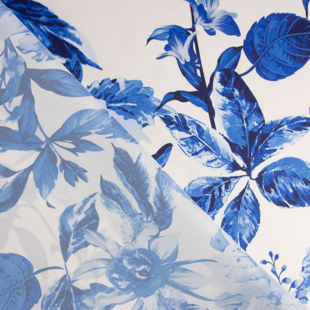 Satin Floral Print Blau - Ribes y Casals