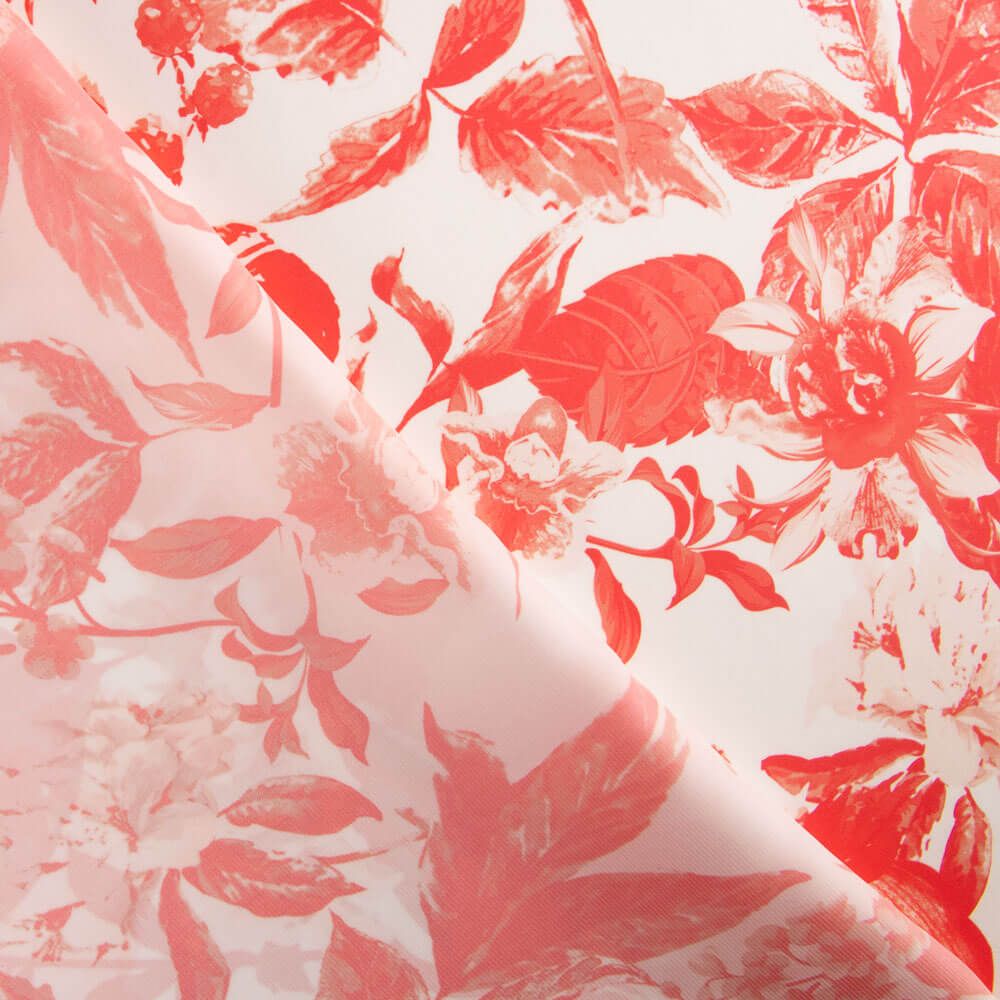 Satin Floral Coral Druck - Ribes y Casals