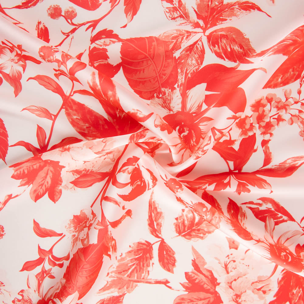Satin Floral Coral Druck - Ribes y Casals