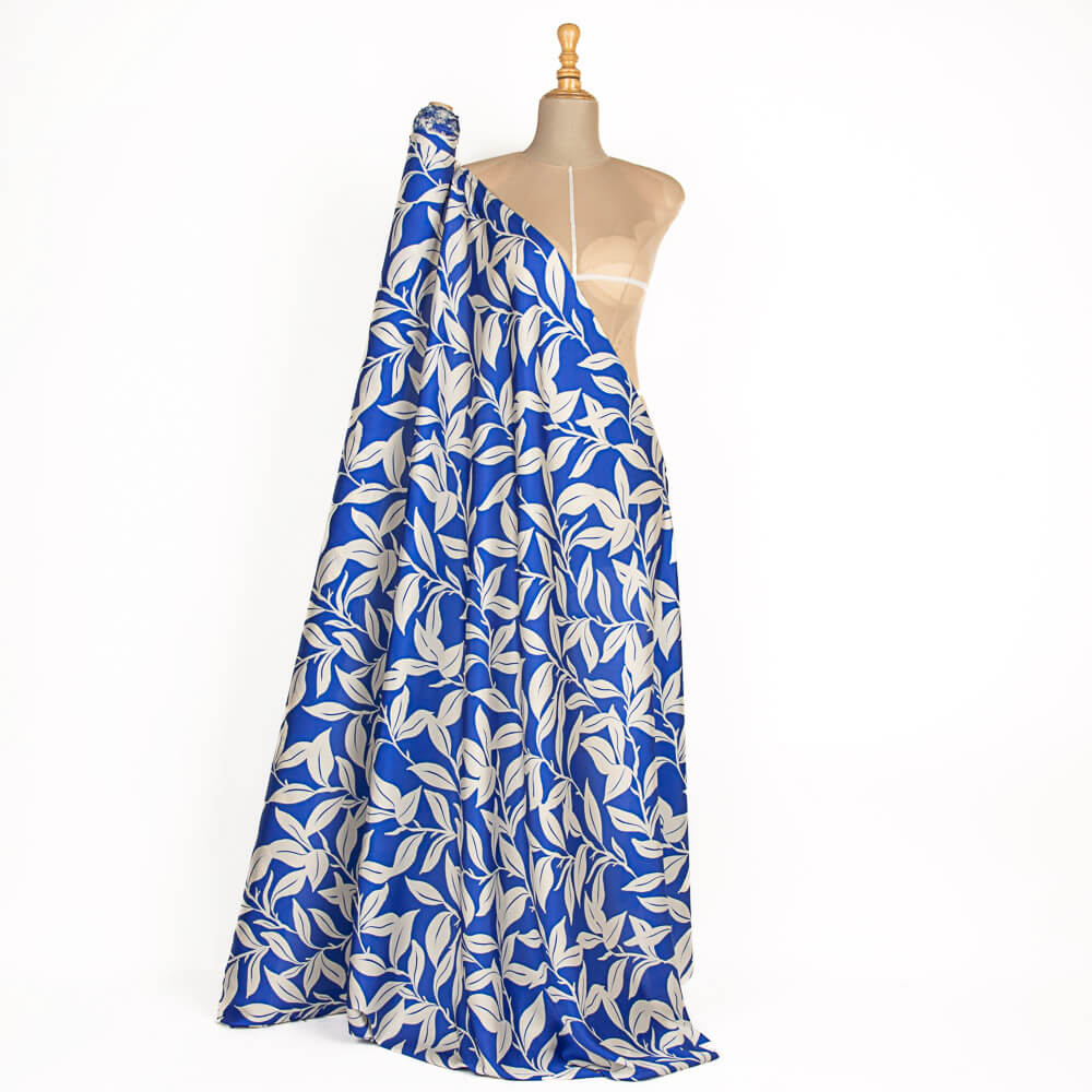Hena Blau Bedruckter Satin - Ribes y Casals