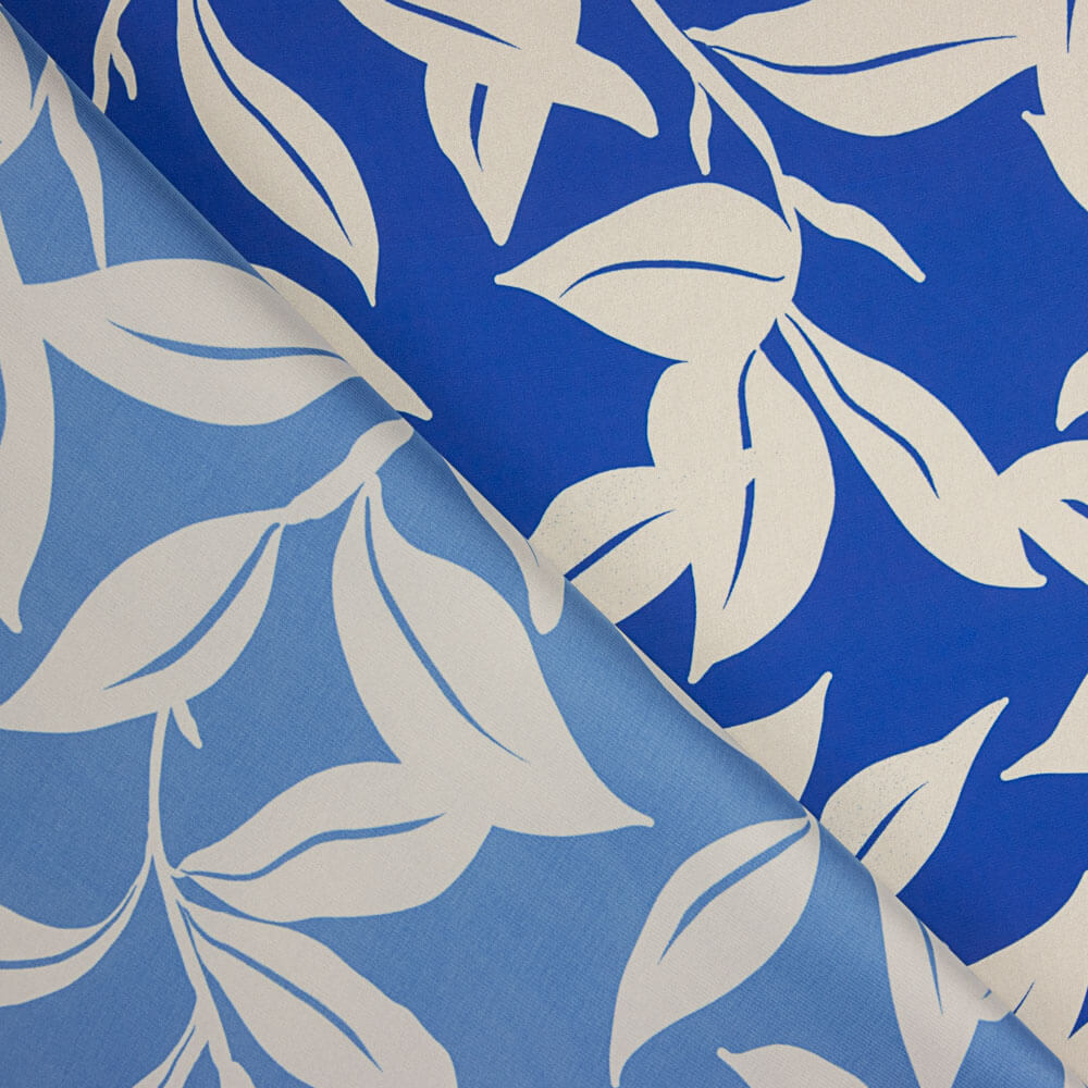Hena Blau Bedruckter Satin - Ribes y Casals