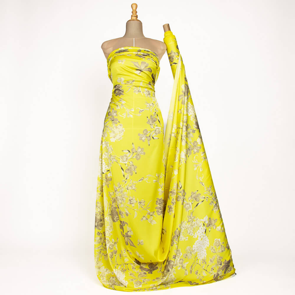 Bedruckter Satin Kimono Gelb - Ribes y Casals