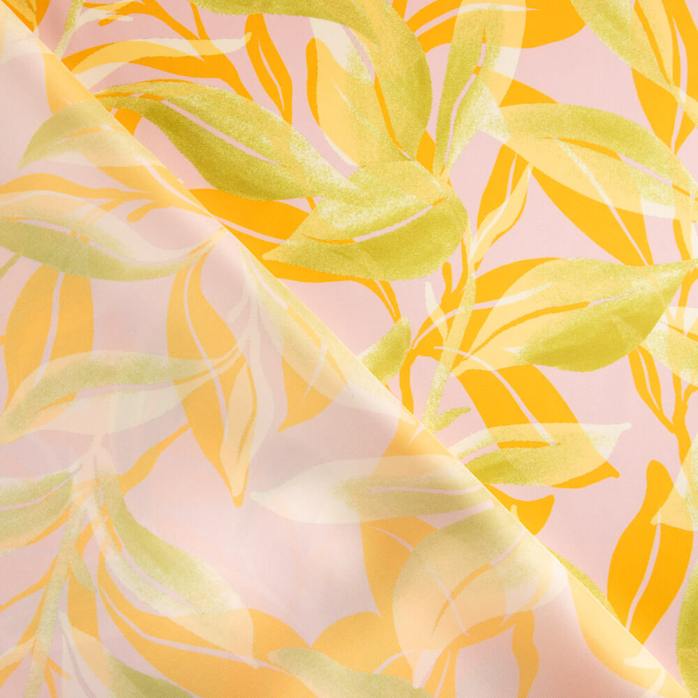 Satin Palme Print Rosa - Ribes y Casals