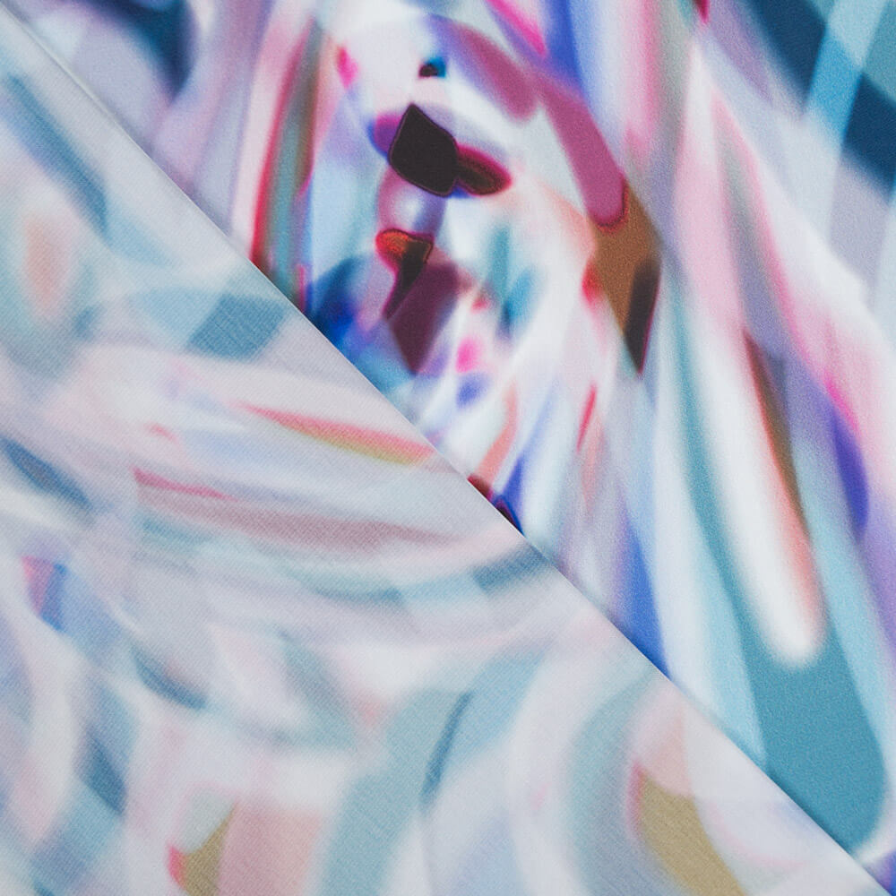 Satin Print Blau Pinselstriche - Ribes y Casals