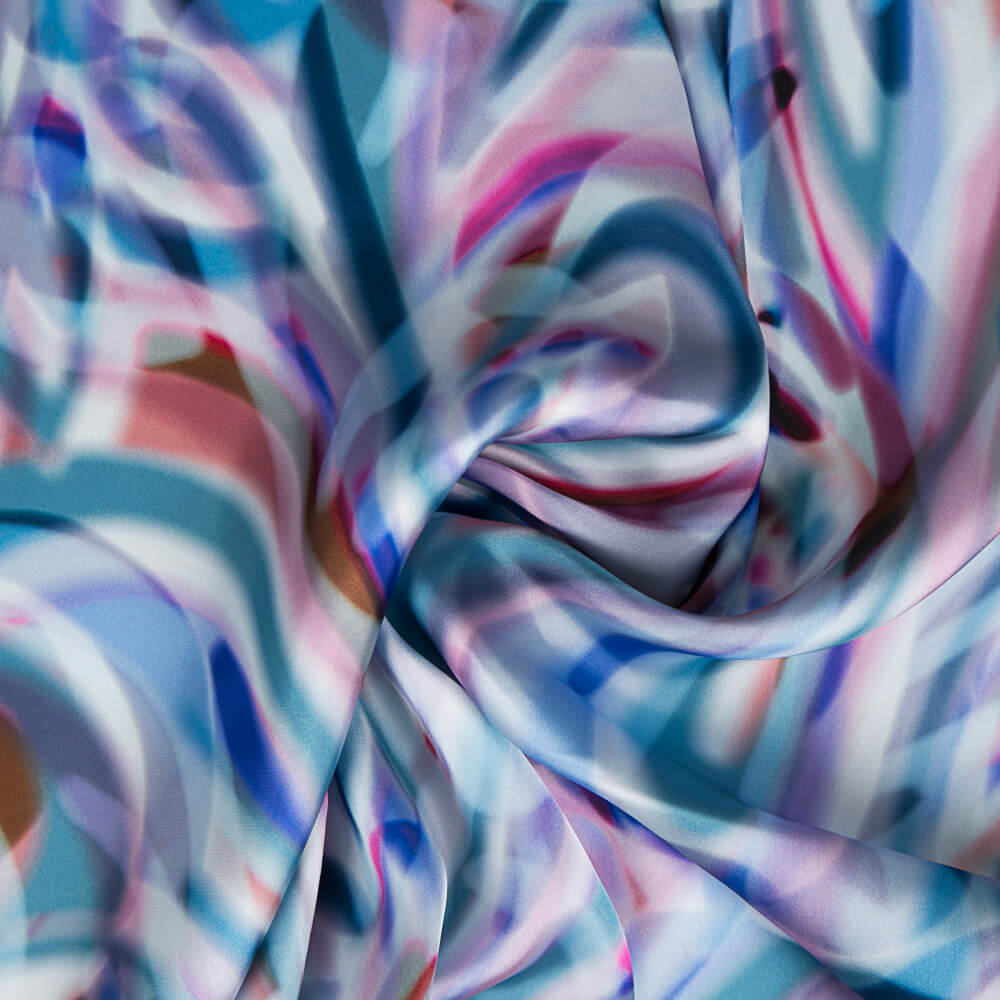 Satin Print Blau Pinselstriche - Ribes y Casals