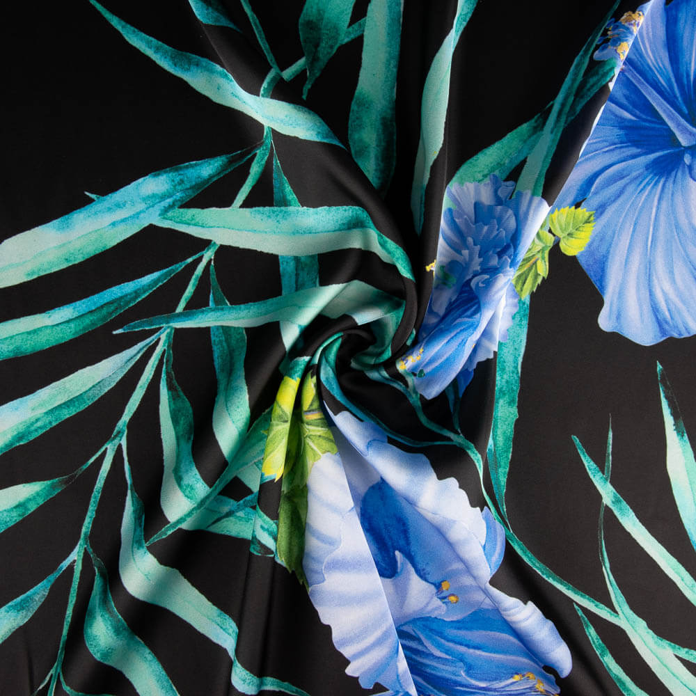 Schwarzer Tropic Print Satin - Ribes y Casals