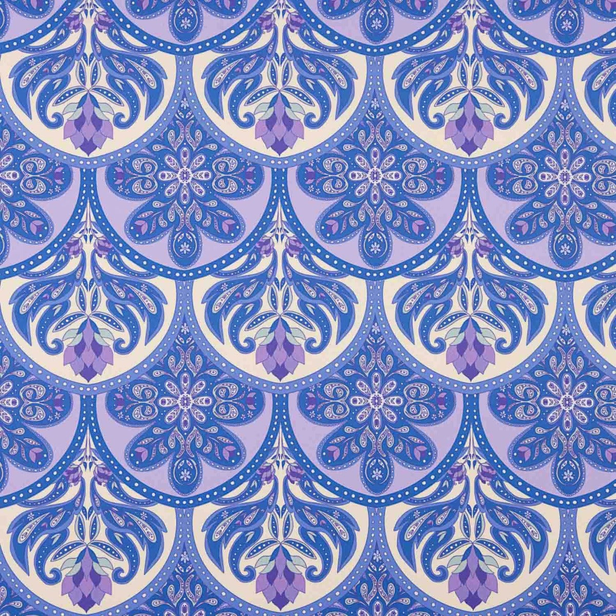 Satin Polyester Bedruckt Floral Geo Flieder - Ribes y Casals